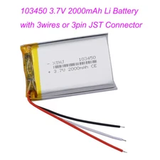 3.7V 2000mAh 7.4Wh Li-polymer Li Battery 103450 JST 3Pin 3-Wires NTC Thermistor