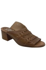 Miz Mooz Leather Slide Heeled Sandals Briar Brandy