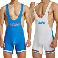 Men's One Piece Wrestling Singlet Bodysuit Sleeveless Athletic Leotard Jumpsuit