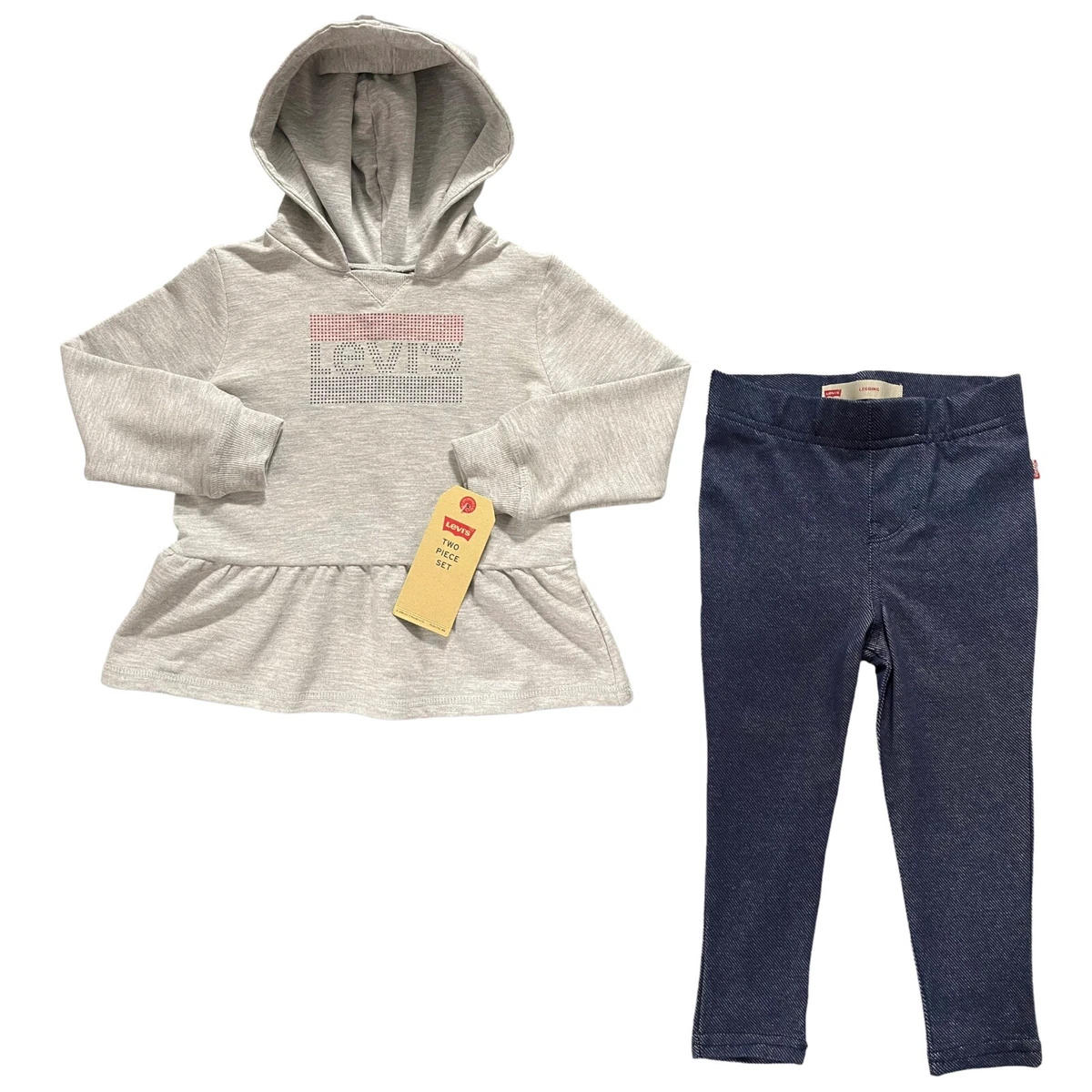 Levis Baby Girls Leggings Hoodie Pullover Outfit Set 12 24