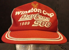 1989 Vtg Adj Snapback Winston Cup Daytona 500 Racing Trucker Hat Cap
