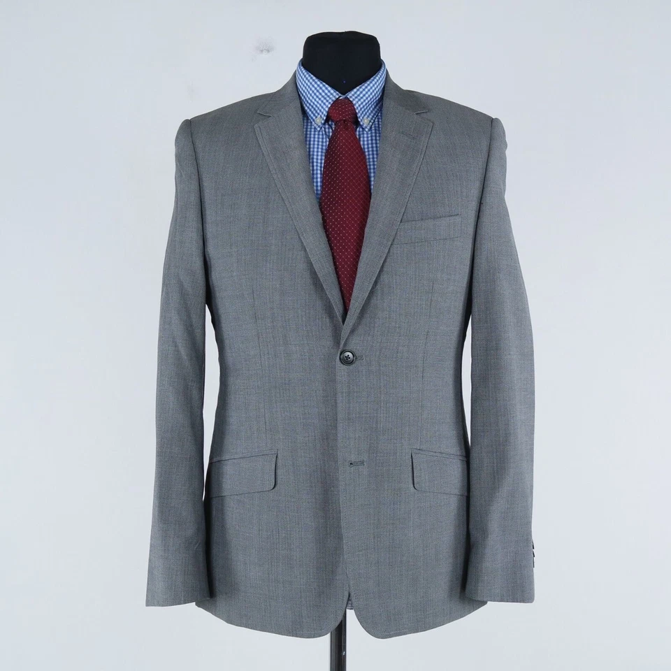 Abrigo Deportivo Para Hombre 40R Talla EE. UU. BURTON Rayas Gris Lana Seda Blazer Chaqueta Foto 4 de 4