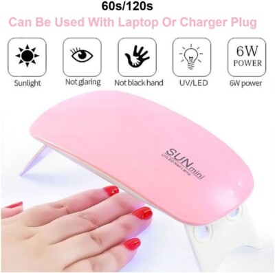 Modelones SUN Mini UV/LED Nagellampe USB Nageltrockner Gel Nagellack Pink