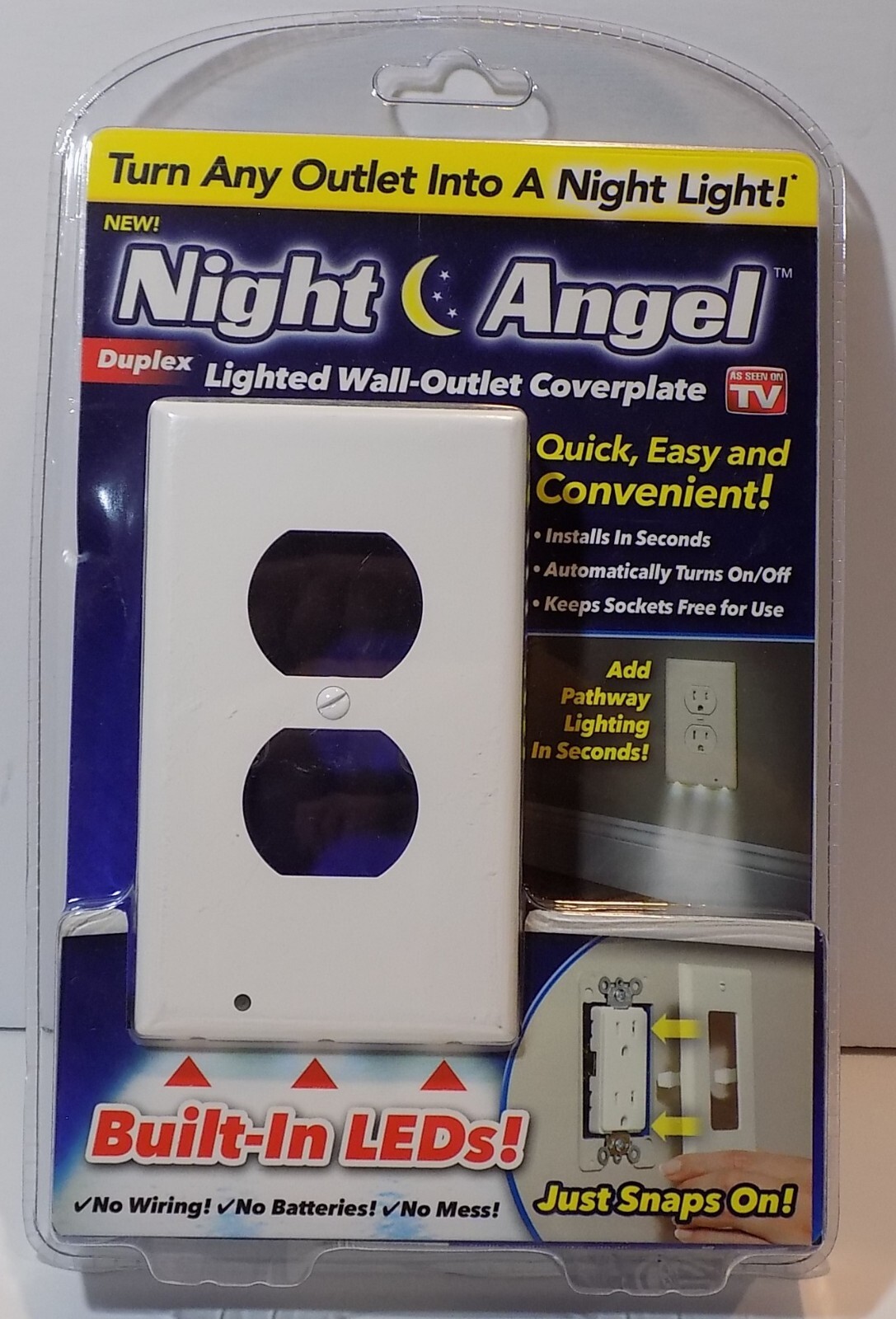 Night Angel LED WallOutlet Cover Night Light Just Snaps OnNo wiring