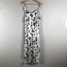 Pink Blush Dress Women Small White Floral Print Textur Maxi Cottagecore Prairie