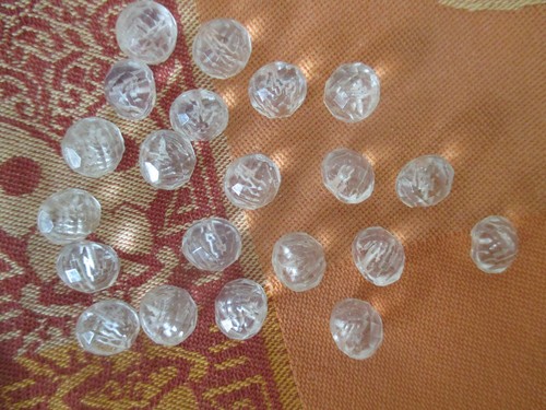 5 Boutons Anciens En Verre à Facettes Forme Fleur - 18 Mm - Lot France - Excellent état