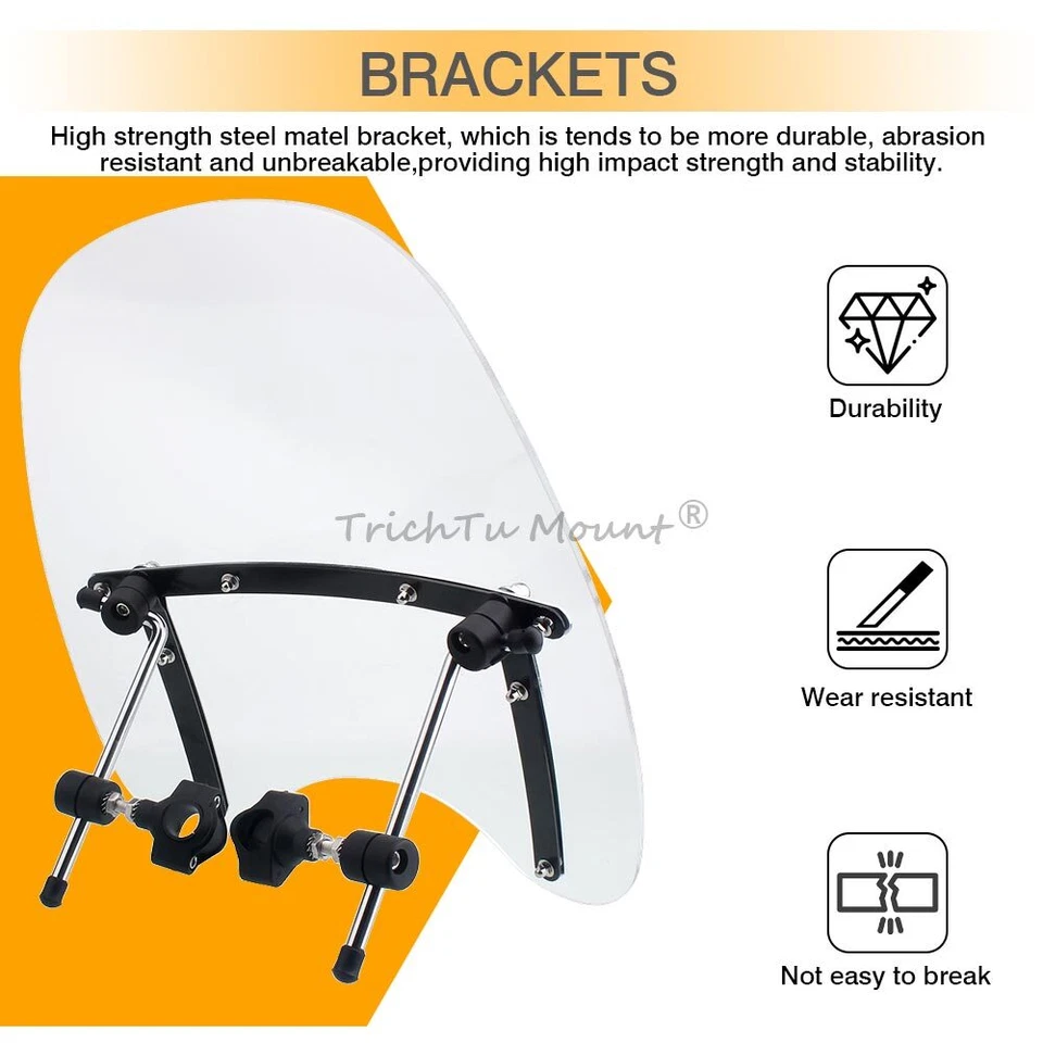Parabrisas transparente ajustable 17"x15" para Honda Shadow ACE 750 1997-03 Foto 4 de 4