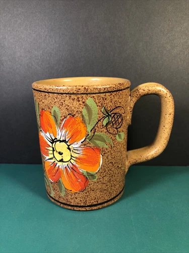HH Italy | Holt Howard | Handpainted Pottery Mug Cup | Flower | 1970s