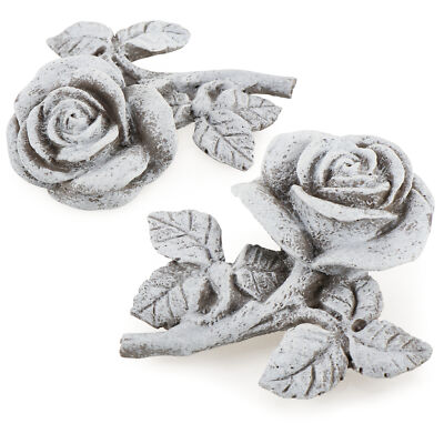 2x Grabdekoration Rose - Gedenkstein in Form einer Rosenblüte - wetterfest
