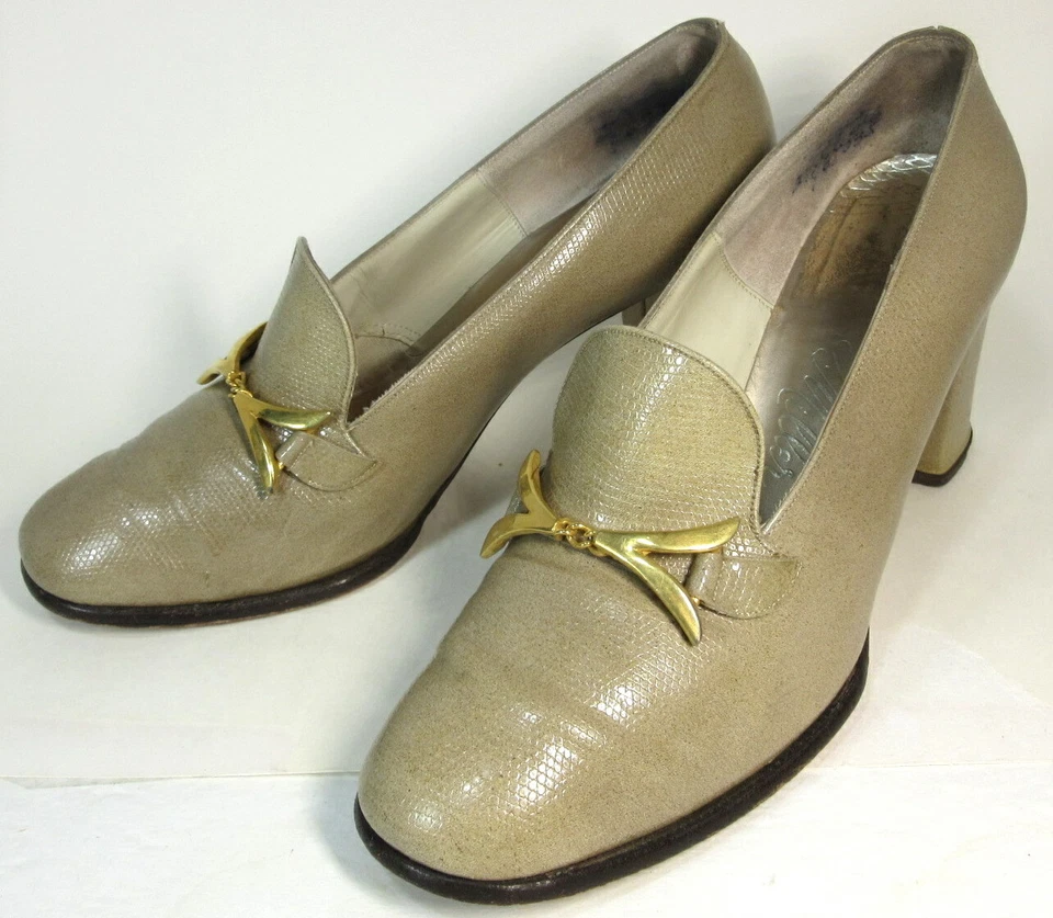 ZAPATOS David Evins I. Miller Vintage Años 60 7 Pinup Retro Hebilla MOD GoGo Borde Dorado Foto 3 de 4