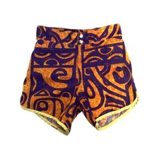 Vintage 1970s petite, purple and orange swim shorts. Size XS