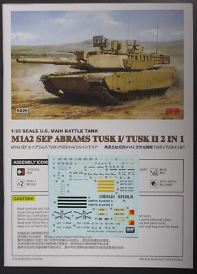 Rye Field Models 1/35th Scale M1A2 Sep Tusk  - Decals from Kit No. 5026