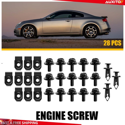 #ad 28pcs Engine Splash Car Body Shield Bolts Screw Nut Fender Bumper Clip Rivet $10.44