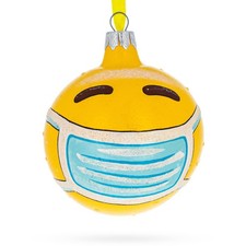 Masked Emotions of Quarantine Glass Ball Ornament 3.25 Inches