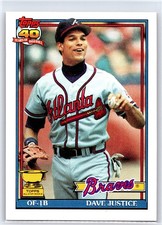 DAVE JUSTICE 1991 Topps All Star Gold Cup Rookie Atlanta Braves Card #329