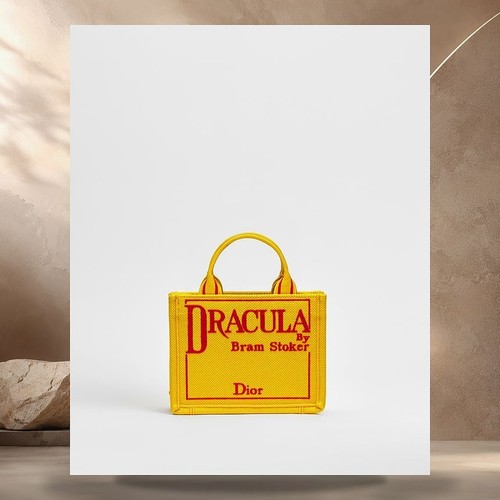 Dior Book Tote Strap Bag Mini Yellow & Red Book Cover Embroidery 158406057 [P]