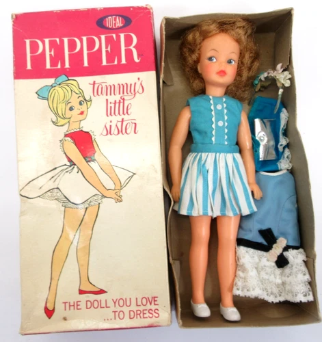 Ideal Pepper Doll in Box Tammy's Little Sister Vintage 1960's Extra Clothes