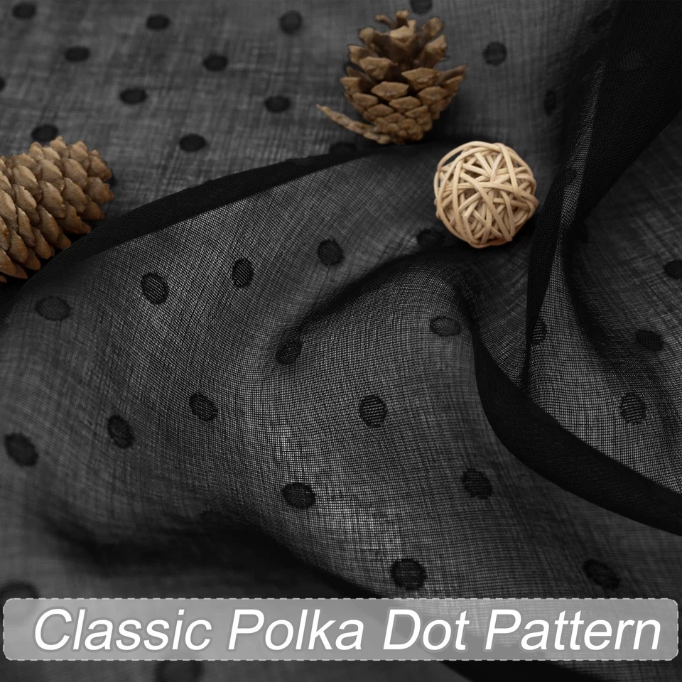 Cortinas transparentes negras lunares 84 pulgadas de largo ojal cortina estética moderna... Foto 3 de 4