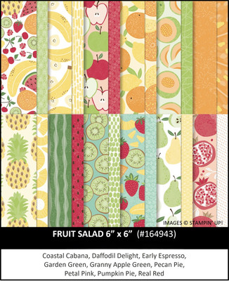 Stampin Up FRUIT SALAD (24) Sheets 6x6 Designer Series Paper Salebration DSP