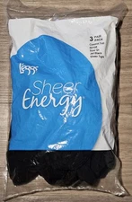 3 Pair Leggs Sheer Control Top Sheer Tights 60108 Jet Black Size Q+ NEW