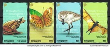 SINGAPORE 2025 CRITICALLY ENDANGERED FAUNA OF S’PORE COMP. SET 4 STAMPS IN MINT