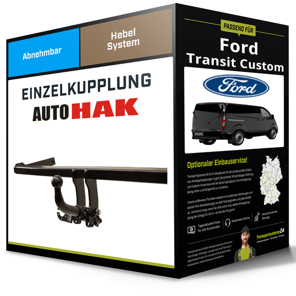 Abnehmbare AnhäNgerkupplung für Ford Transit Custom 12- Typ V362 Auto Hak NEU-image