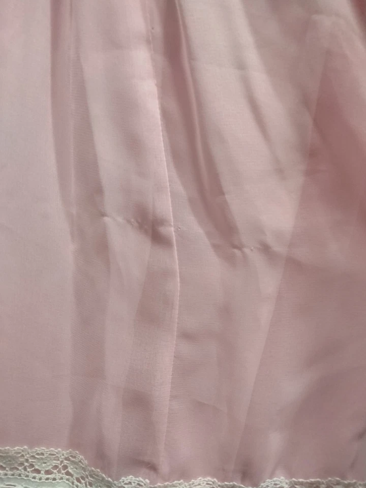 Vestido Pradera De Colección Años 70 Talla L Gasa Encaje Bebé Rosa Campesino En Niveles Cottagecore Foto 4 de 4