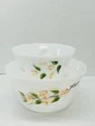 Vintage Federal Glass Peach/Apple Blossom Mixing Bowls F Shield 7”& 9” Set Of 2