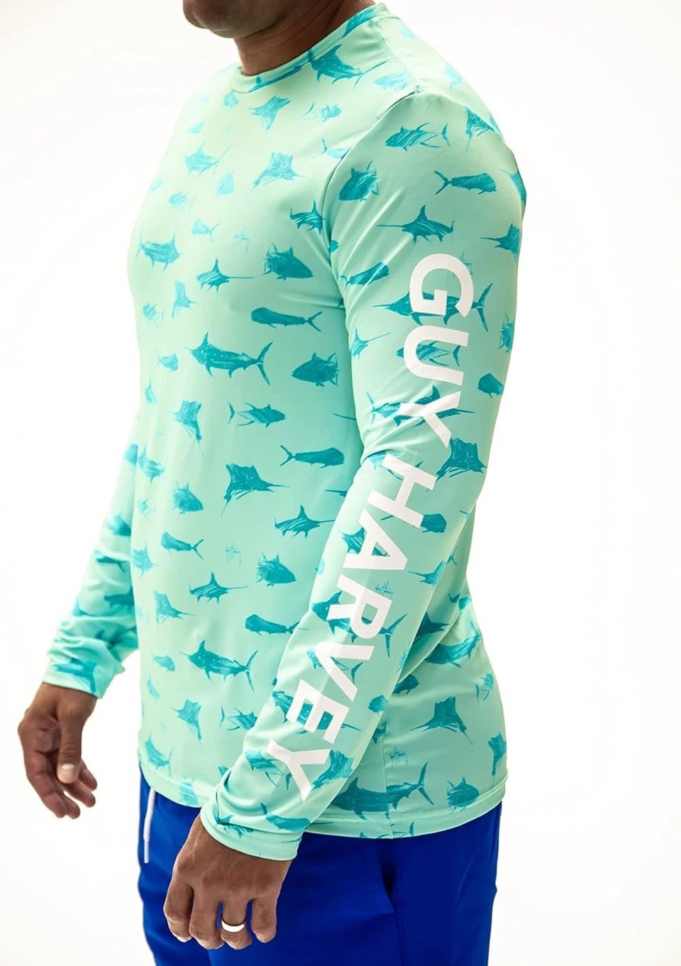 Guy Harvey Men's Long Sleeve Performance Shirt with 50+ UPF Sun Protection