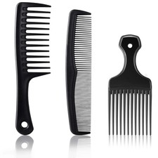 3 Pieces Wide-Tooth Comb Detangling Shower Comb Set, Carbon Fiber Pick Barber Br