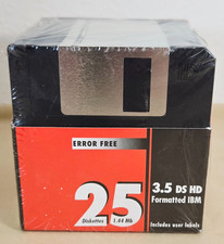 IBM 3.5" DS HD 1.44 Mb Formatted Diskettes Pack of 25 with Labels - New Sealed
