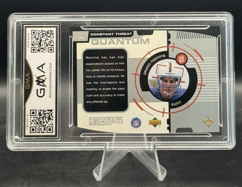 Peyton Manning 1998 Upper Deck Constant Threat #CT2 Silver Die-Cut /1000 GMA 9 - Image 2 of 2