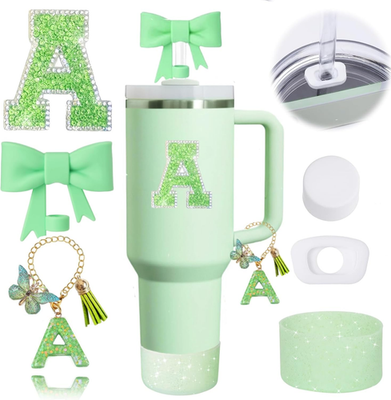#ad 6PCS Green Stanley Cup Accessories Set for Stanley Cup 30 40Oz Tumbler with Hand $20.99