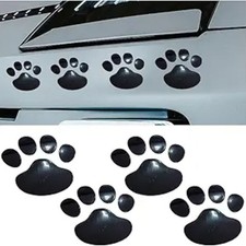 4PCS 3D Chrome Dog Paw Footprint Sticker, Waterproof Car Decoration Emblem Decal