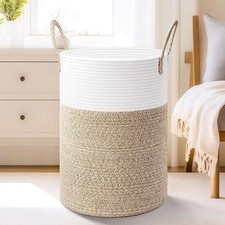 60L Laundry Hamper,Woven Cotton Rope Laundry Hamper Handles,Large Capacity