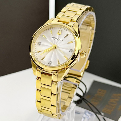 Bulova Sutton 97P150 Diamond Gold Dial  stainless steels Women's Quartz Watch