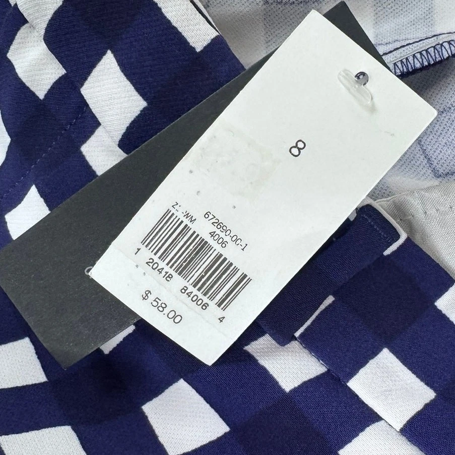 Pantalones Cortos Banana Republic Mujer NUEVOS NUEVOS CON ETIQUETAS Talla 8 Azul Cuadros Blancos  Foto 4 de 4