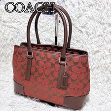 COACH Tote Bag Brown Leather Signature Womens Japan Used