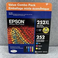 Genuine Epson 252XL Black  252 Color Ink Cartridge T252XL-BCS Exp 2021 OEM NEW