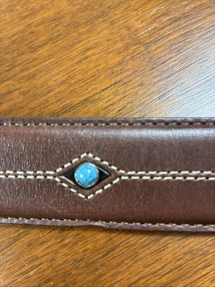 Cinturón Onyx Brighton Para Hombre 42 Cody Turquesa Marrón Cuero Estilo Cónico M40655 Foto 4 de 4