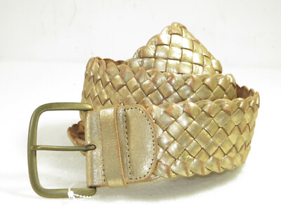 NWT Fossil Infinity Braid Leather Belt Gold Fossil Vintage Y2k Leather Gold (metallic) Braided Belt Size  main image 2