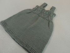Handcrafted Knitted Baby Jumper Sage Green 100% Merino Wool Female 6-9 months