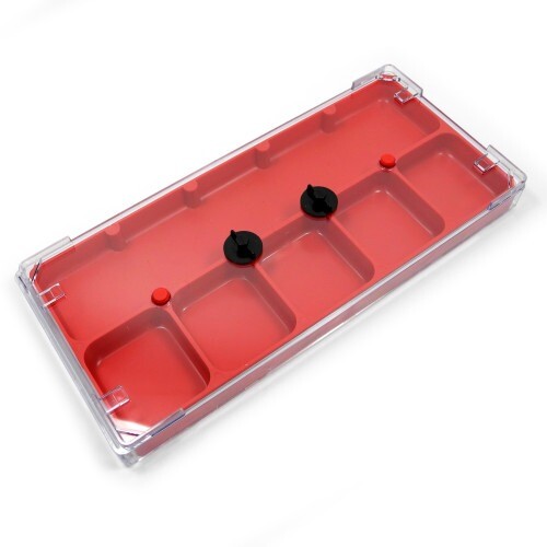Lockable 6-Compartment Watch Parts Storage Box with Clear Red Lid - HB320-RED-image
