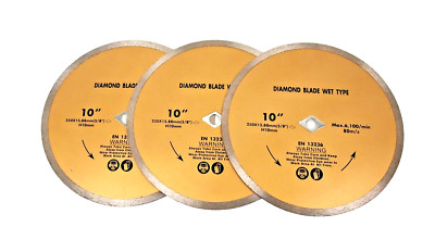 3PC 10'' Diamond Saw Blade Wet Continuous 5/8'' - 7/8'' Granite Tile Stone Concrete