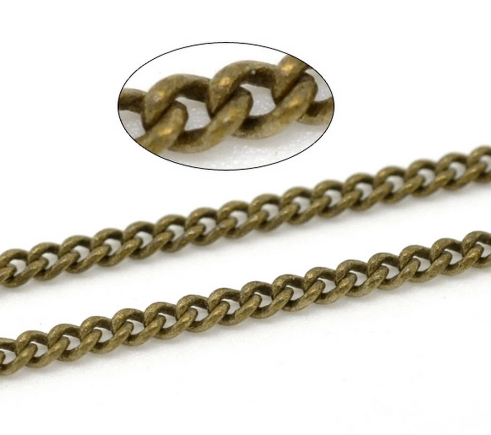 SAVMER 1m Chaine Maille Gourmette Bronze 3mm x 2mm Chainette Petit Maillon