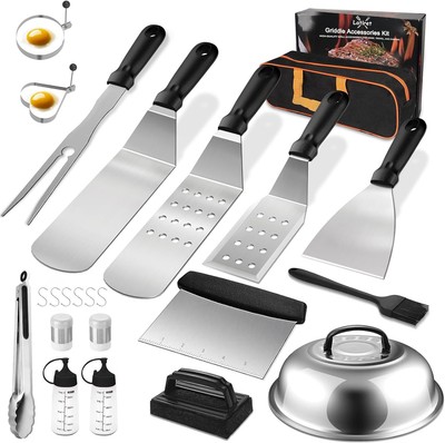 23Pcs Grill Set w/ Scraper, Spatula, Basting Cover, Tools