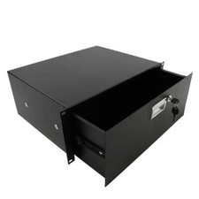 19" 4U Steel Plate DJ Drawer Equipment Cabinet with Keys Black US