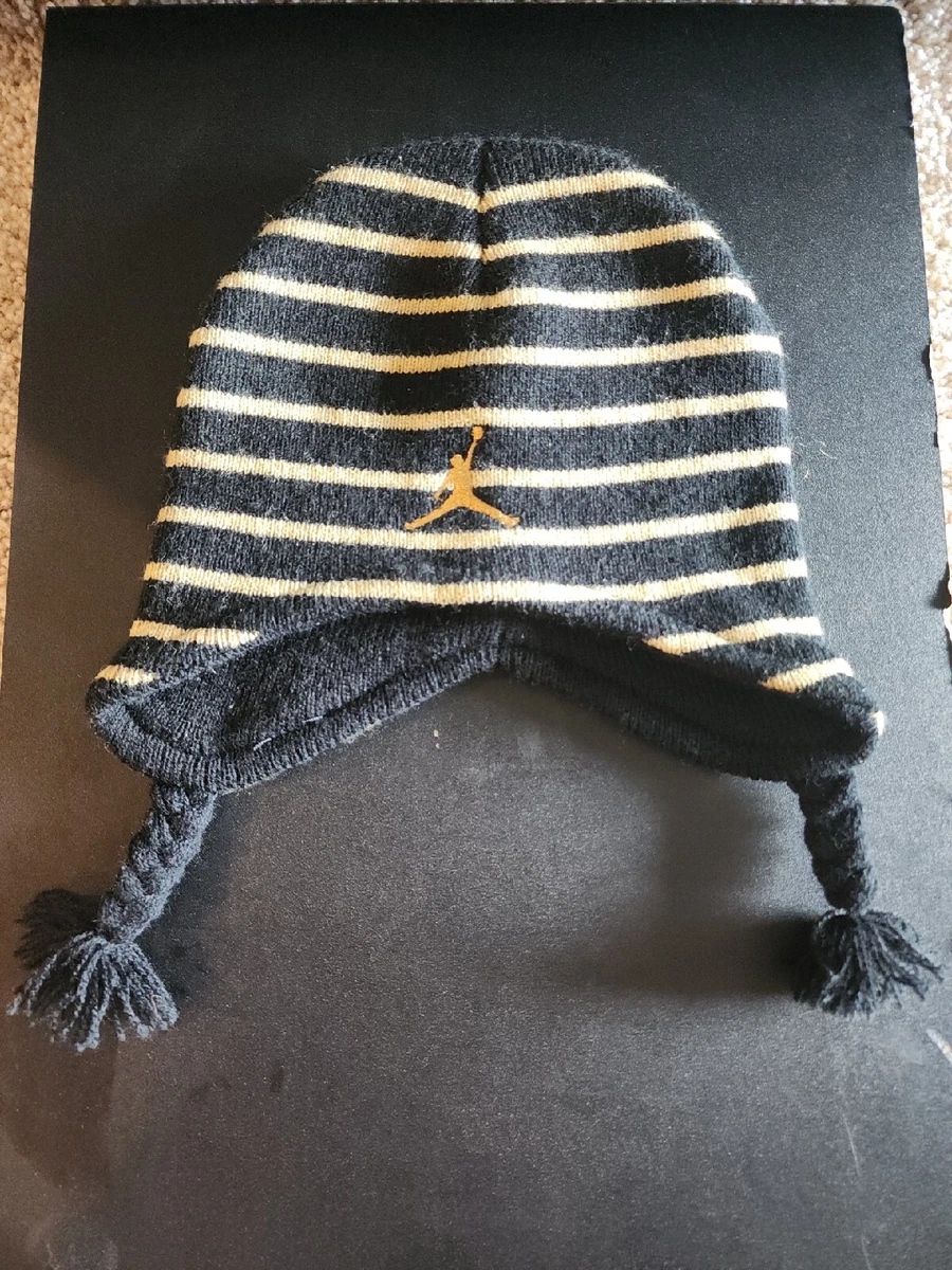 Air Jordan Jumpman Beanie Infant Winter Hat Cap Black With Gold Stripes