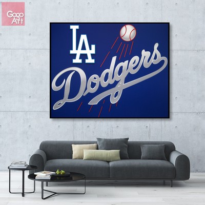 Canvas Print Wall Art Big Poster Los Angeles Dodgers La Blue Flag Poster Mlb Dgh Ebay