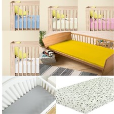 Image of (PACK OF 2) PREMIUM QUALITY THICK COT BED FITTED SHEETS 60 X 120 CM 100% COTTON.